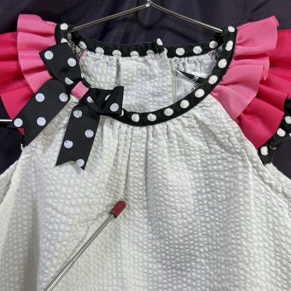 Rare Editions Ladybug Applique Ribbon Sear Sucker Mini Dress Girls Size 5 - Picture 8 of 8